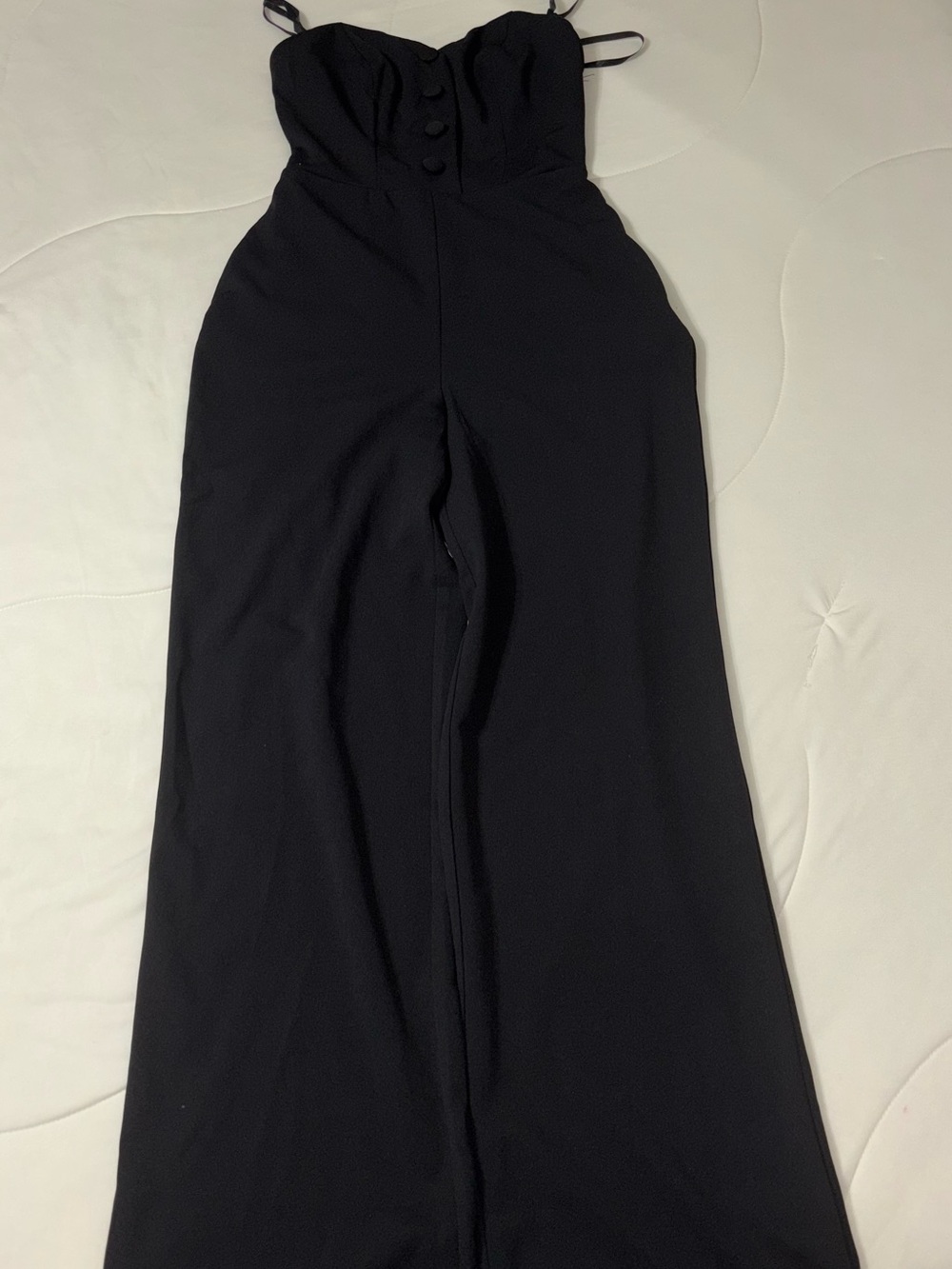 Black Strapless Wide-Leg Jumpsuit
